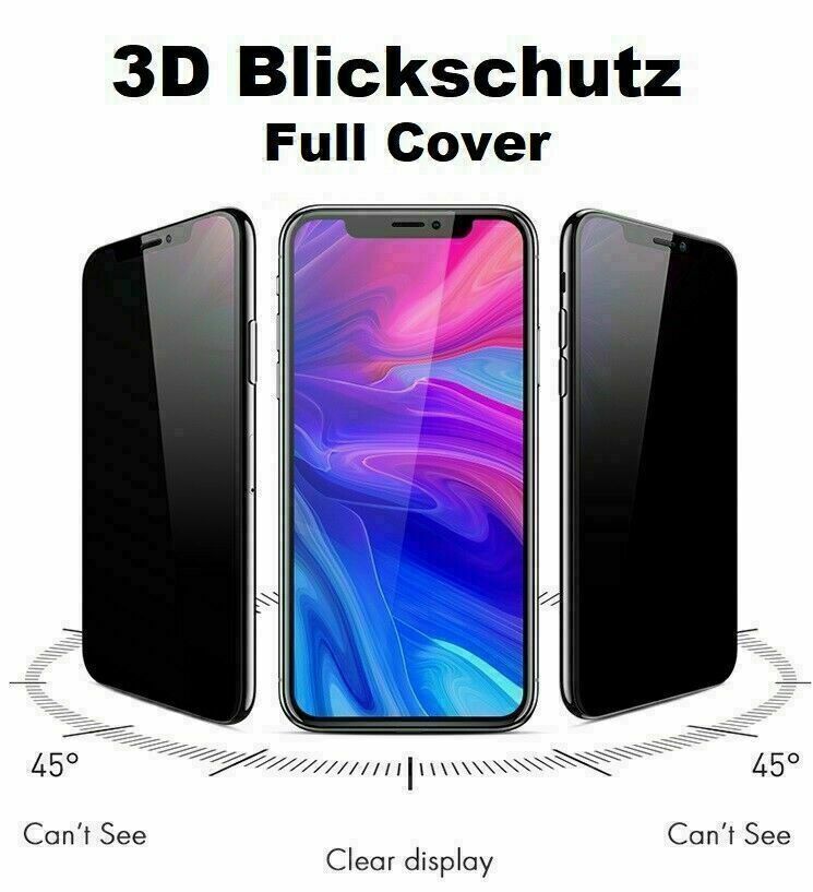 2x Panzerglas Privacy Blickschutz für iPhone 11 Pro Max Sichtschutz 9H Glas