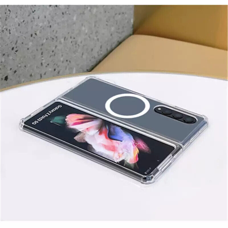 Samsung Z Fold 3 Schutz Hülle MagSafe Bumper Case Magnetisch Transparent Klar