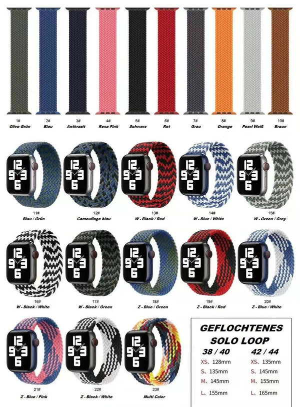 Geflochtenes Solo Loop Armband für Apple Watch Series 1-9 42 44 45 49 Ultra Nylon