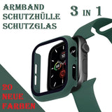 Apple Watch 38 40 42 44 Silikon Sport Armband inkl. Case Bumper Hülle